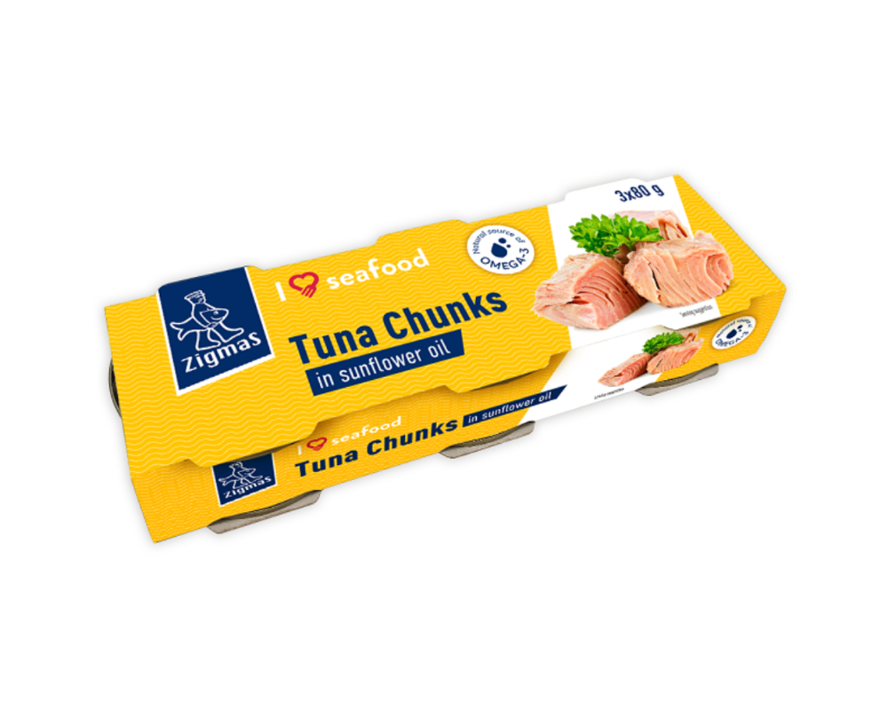 Шматочки тунця в соняшниковій олії "I Love Seafood" ТМ ZIGMAS