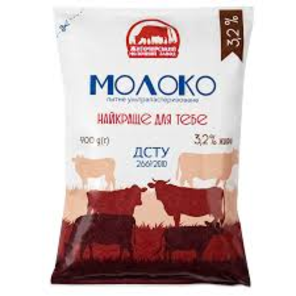 Молоко ультрапастеризоване 3,2% 0,9л TFA ТМ ЖМЗ