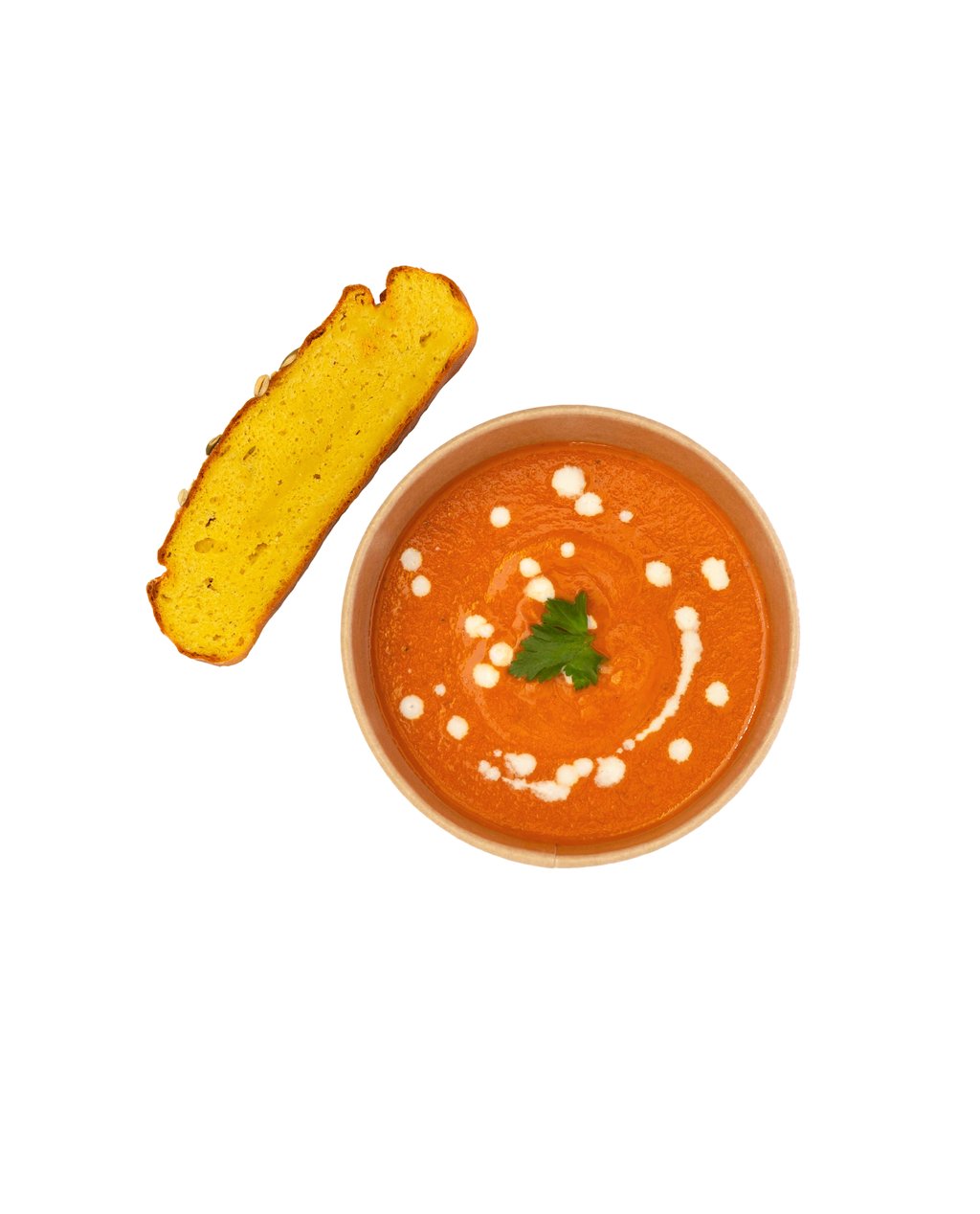 Томатный крем суп с чечевичным хлебом