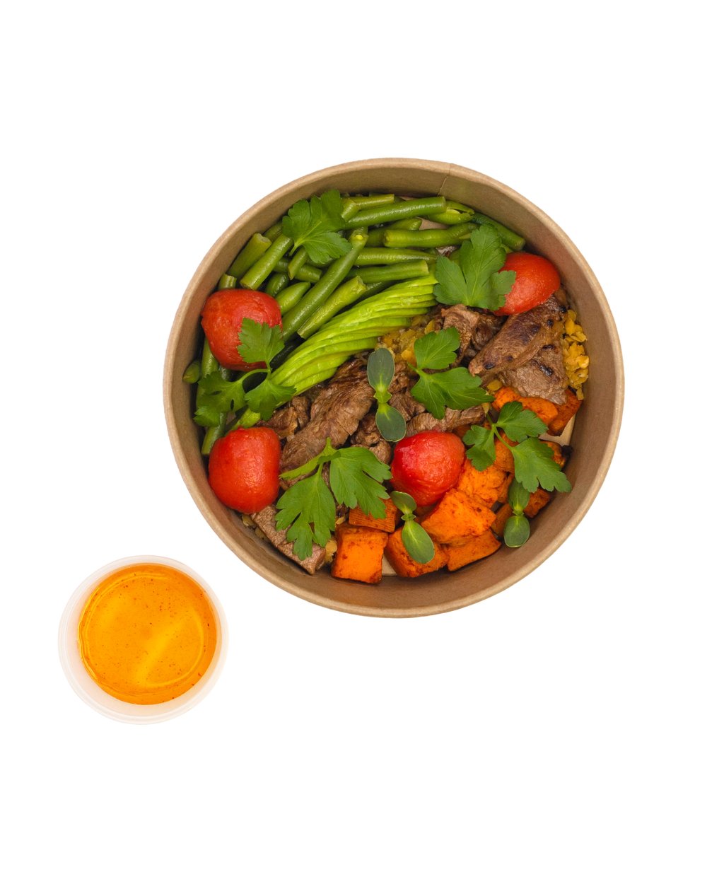 Боул с говядиной Tenderloin, бататом и красной чечевицей