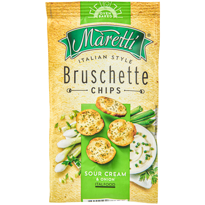 Брускети Maretti Sour з смаком вершків та цибулі, 140 гр