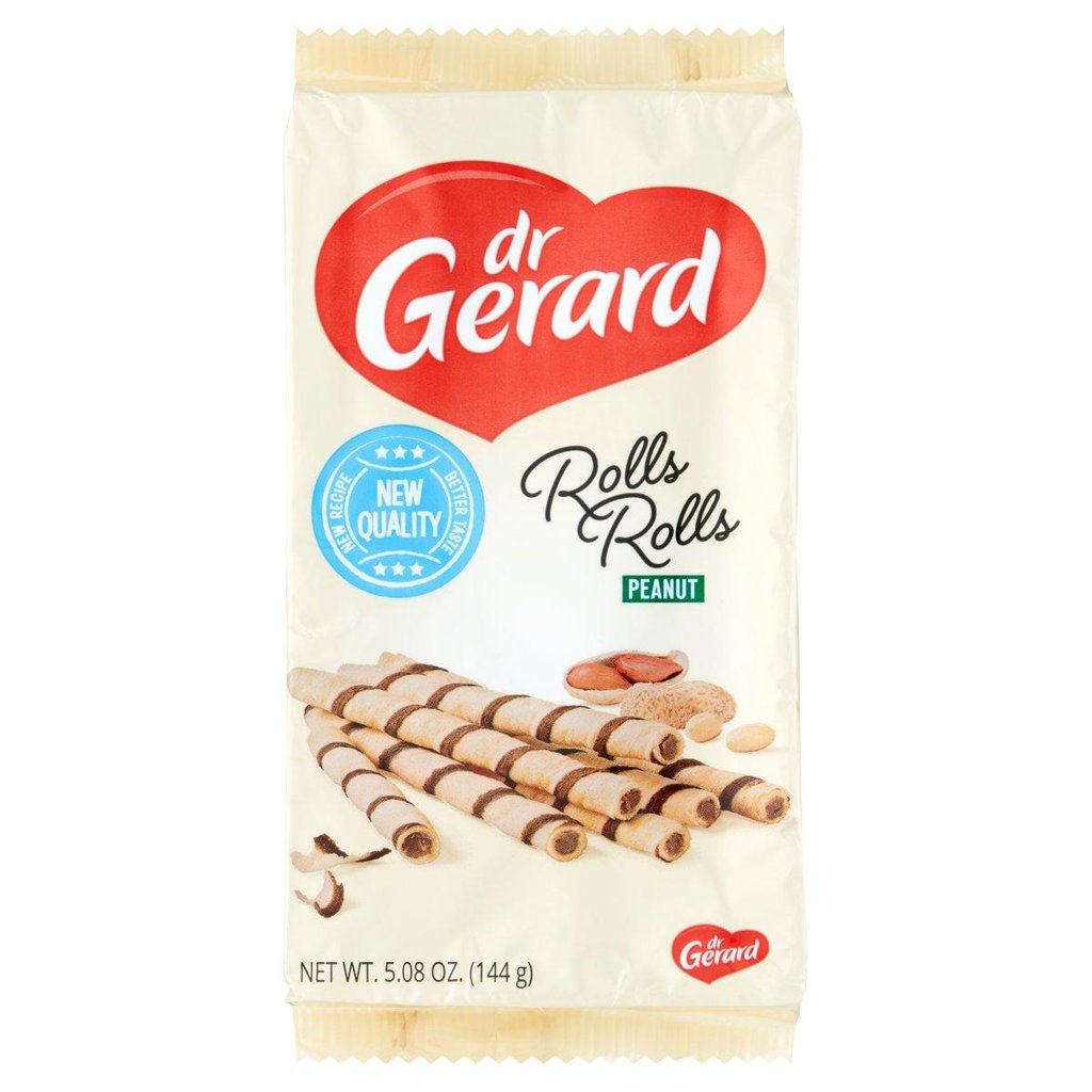 Вафельні трубочки Dr. Gerard Rolls Rolls Peanut з арахісовою начинкою 144г