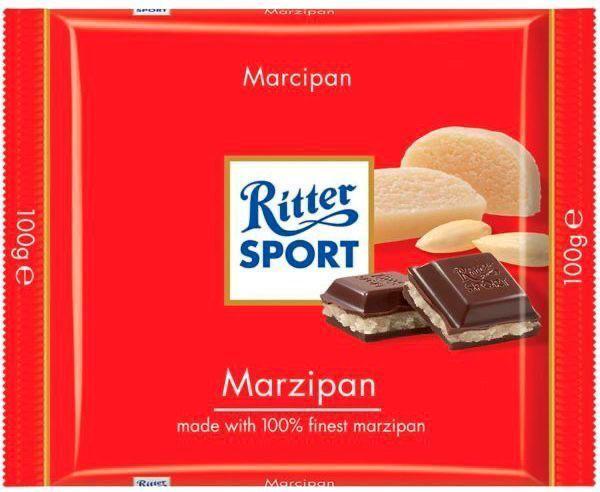 Шоколад Ritter Sport темний з начинкою марципан, 100 г