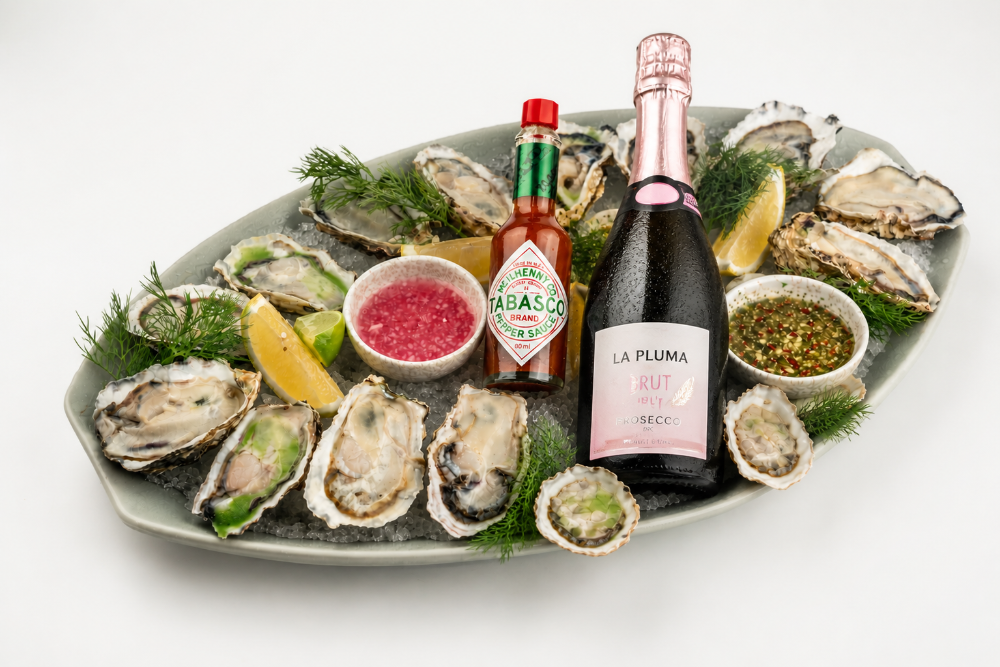 Oyster set 9 pcs & 2 Glasses Prosecco