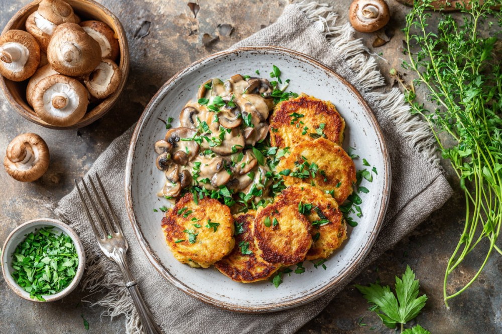 Деруни з грибами бенкет