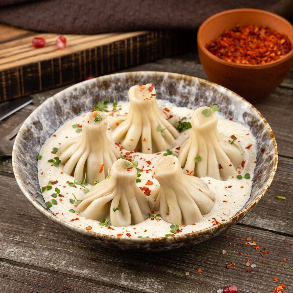 Khinkali in cream sauce / ხინკალი ნაღების სოუსში