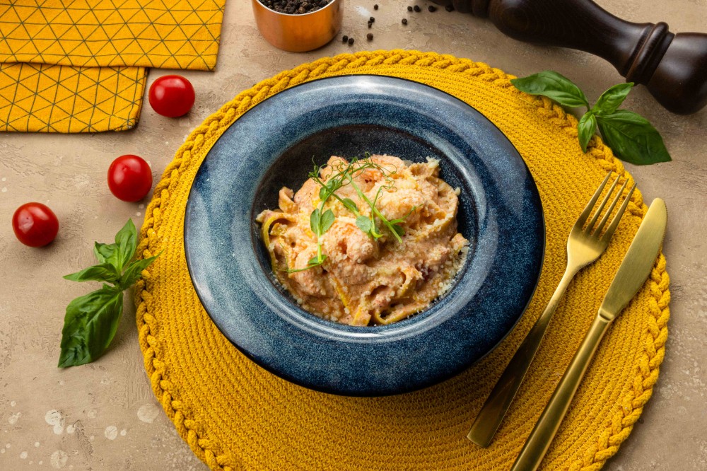 Home Made Pasta Gamberetti / ხელნაკეთი პასტა გამბერეტი