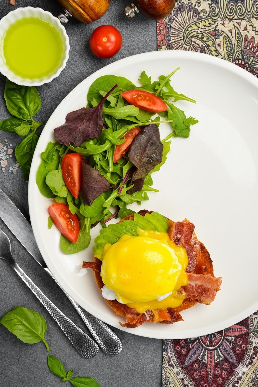 Яйце Бенедикт з беконом / півпорції