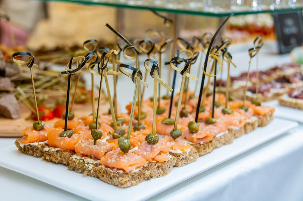 Smoked Salmon Canape with Cream Cheese and Capers