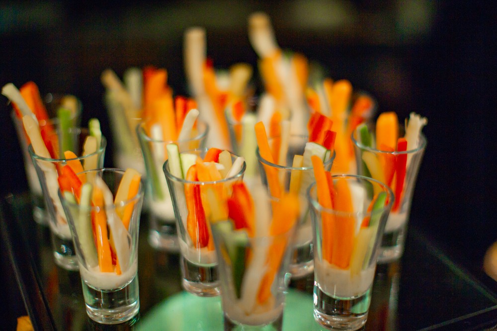 Vegetable Crudites Shot Glass with Sour Cream 