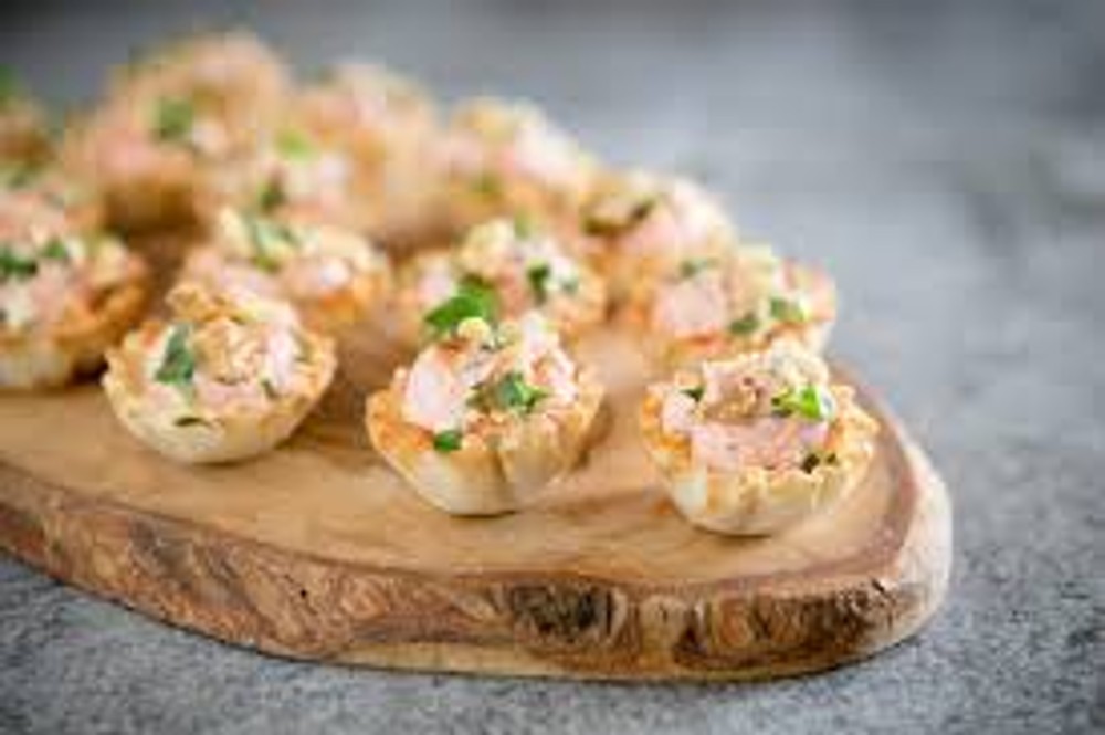 Smoked salmon and cheese filo tarts