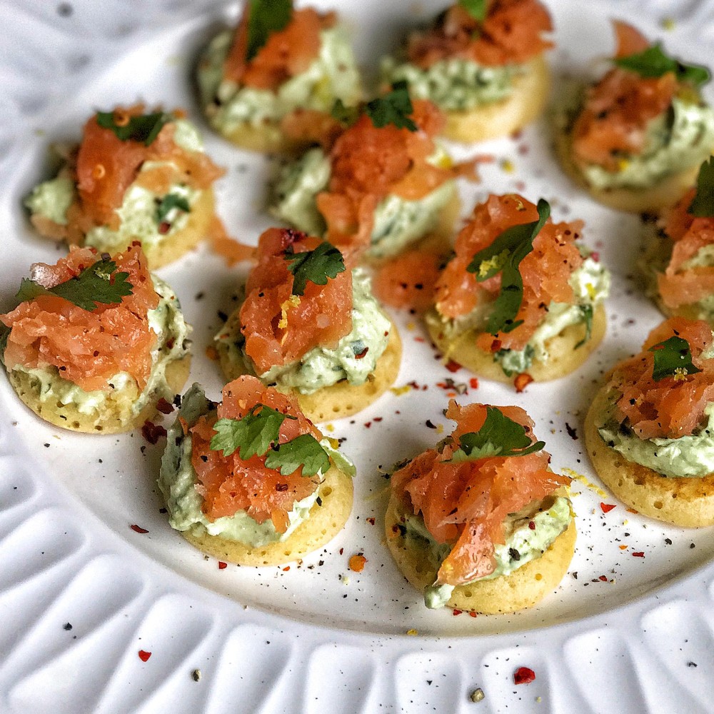 Avocado  and Smoked salmon canape