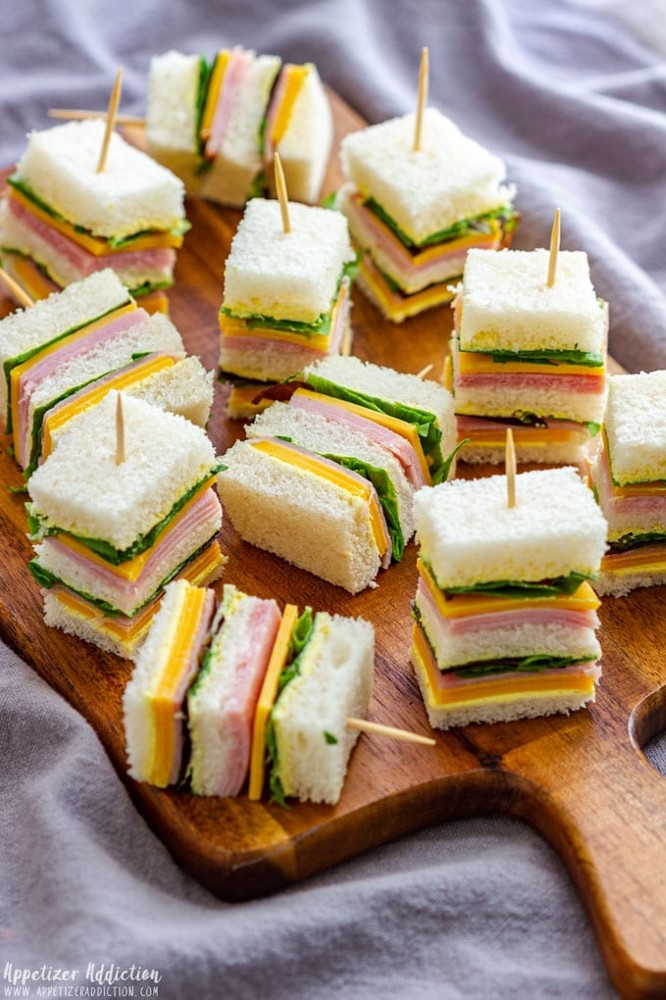 Mini Sandwich Canape with Smoked Beef and Cheddar Cheese