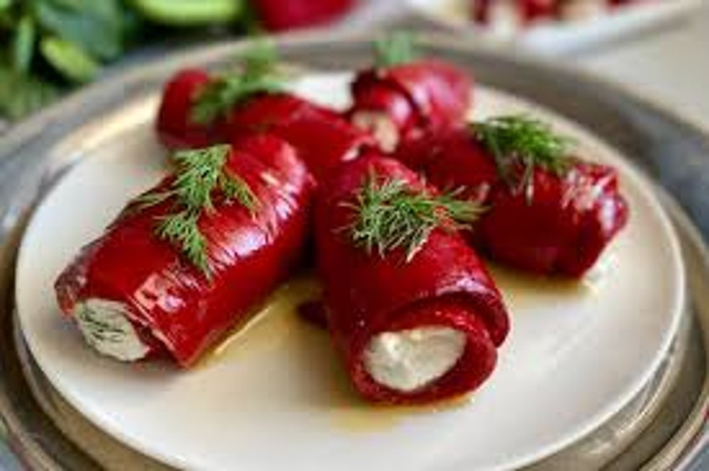 Roasted Red Pepper Wrapped Cheese Rolls 