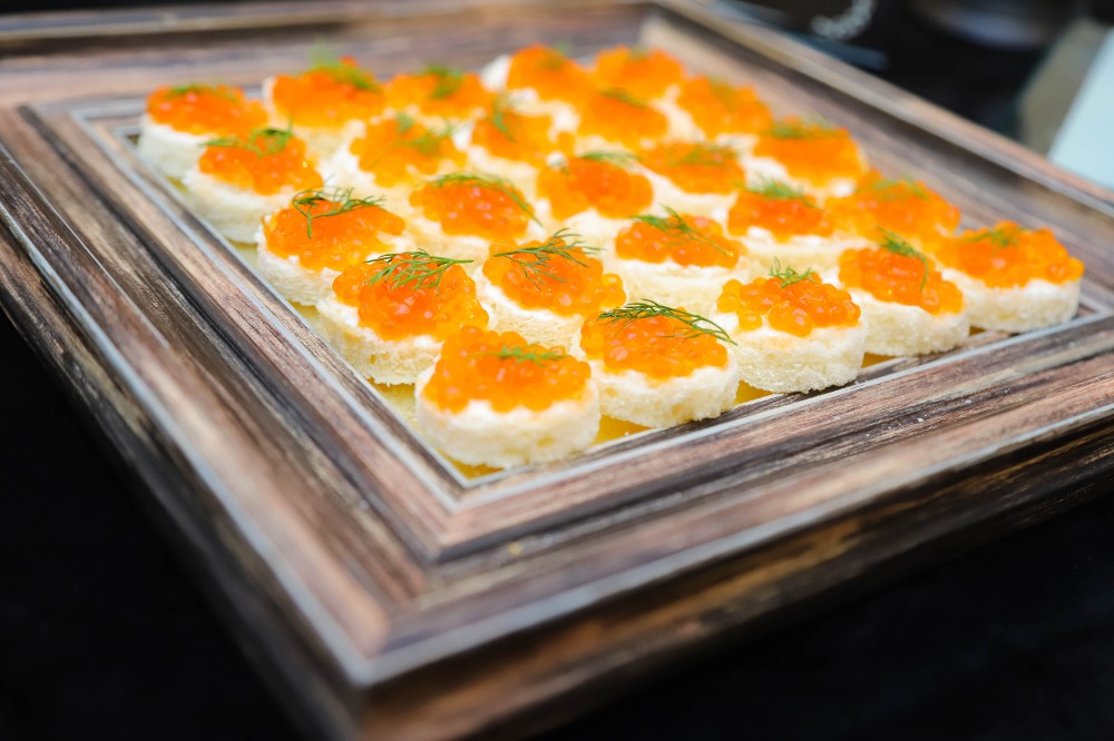 Canape with Red Caviar and Cream Cheese