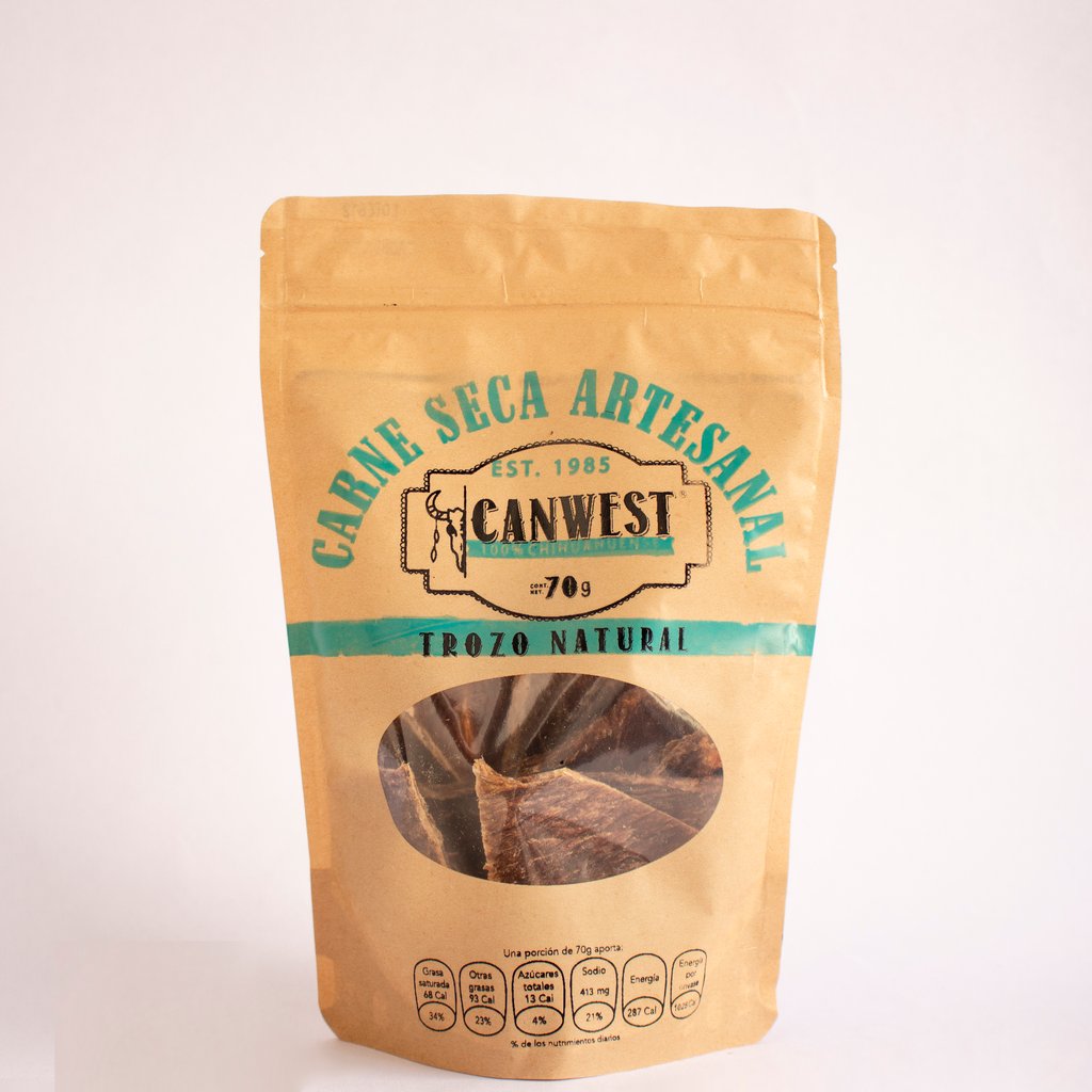 Carne seca en trozo natural o chipotle 70g Canwest