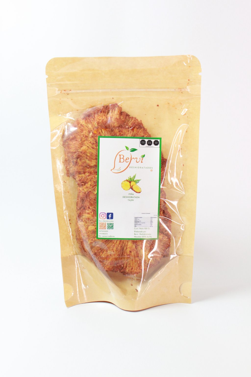 Fruta deshidratada (Piña Natural o Chile) Bervi