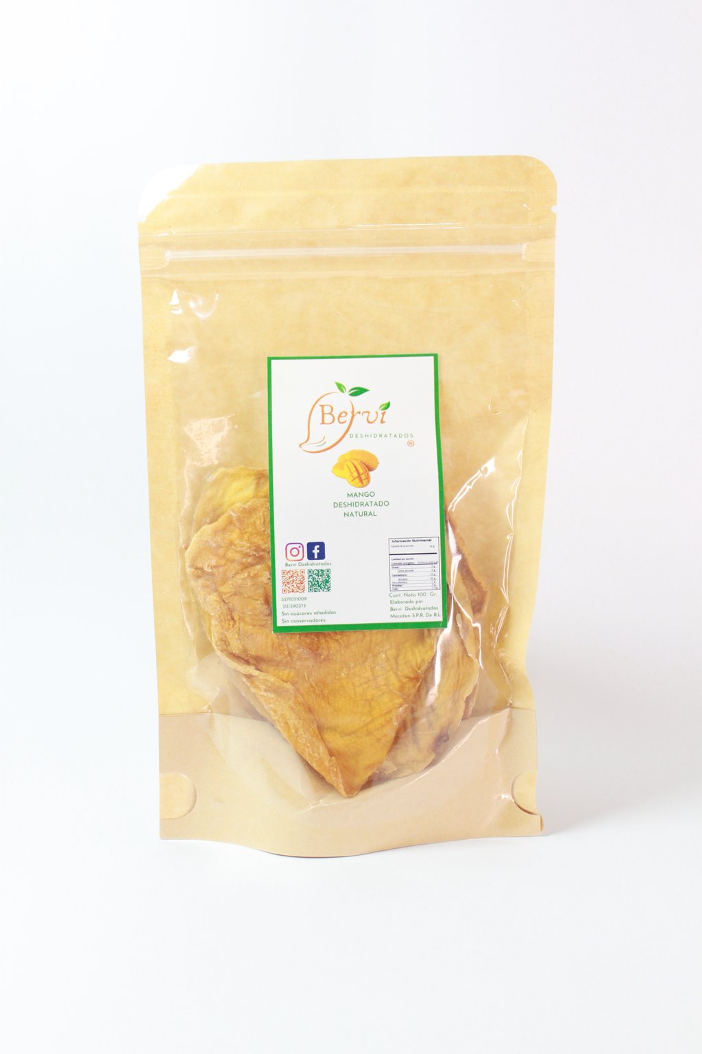 Fruta deshidratada (Mango Natural y con Chile) 100g Bervi
