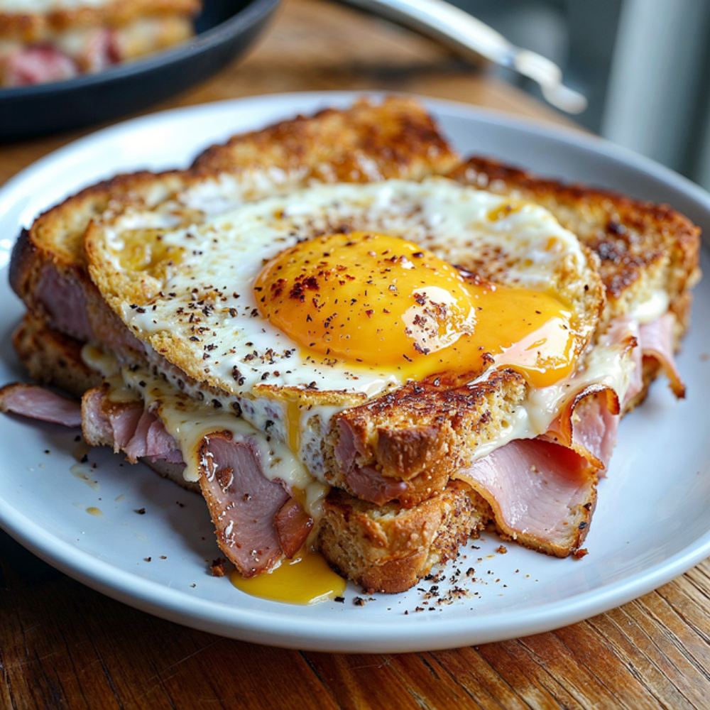 Croque monsieur/madame with salad