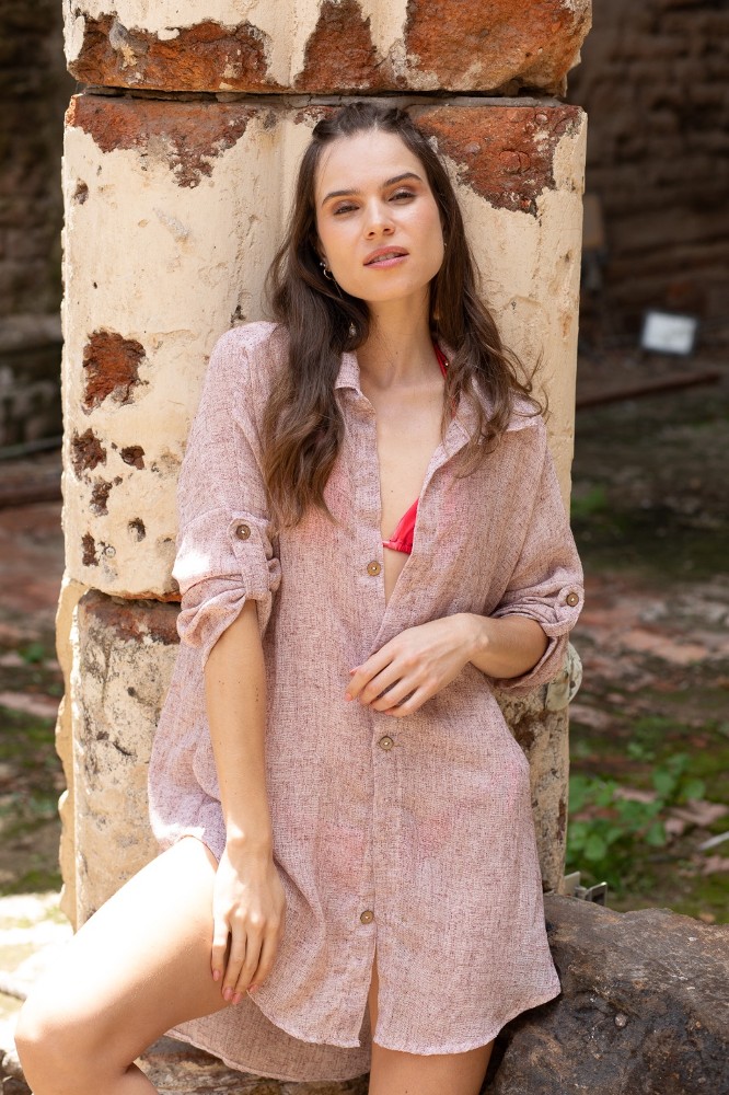 Camisa Cover Up Rustic Red