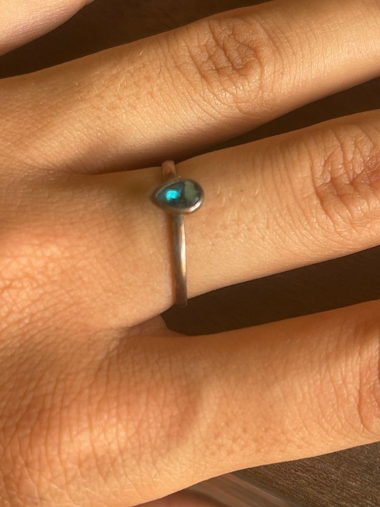 Anillo gota azul plata