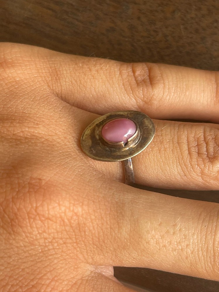 Anillo cuarzo rosa plata