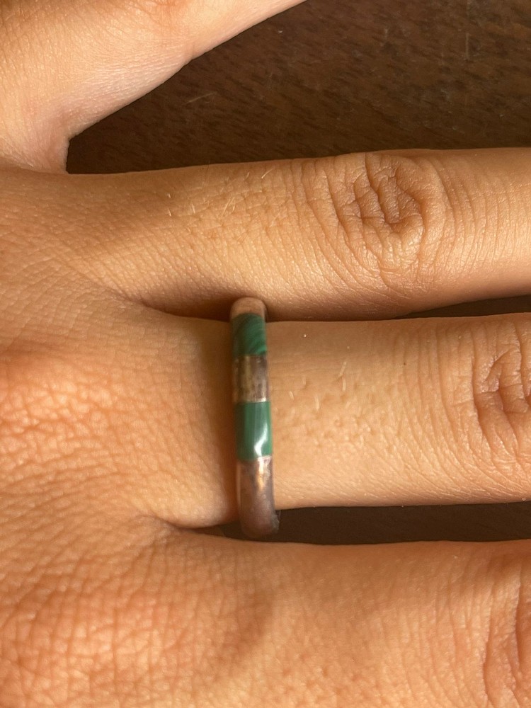 Anillo plata con 2 lineas verde