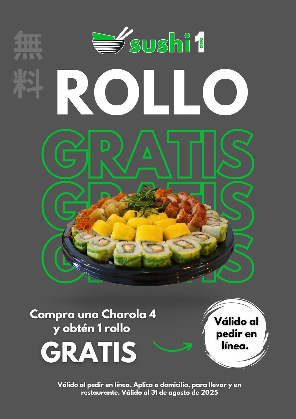 Promo Charola 4 + Rollo GRATIS
