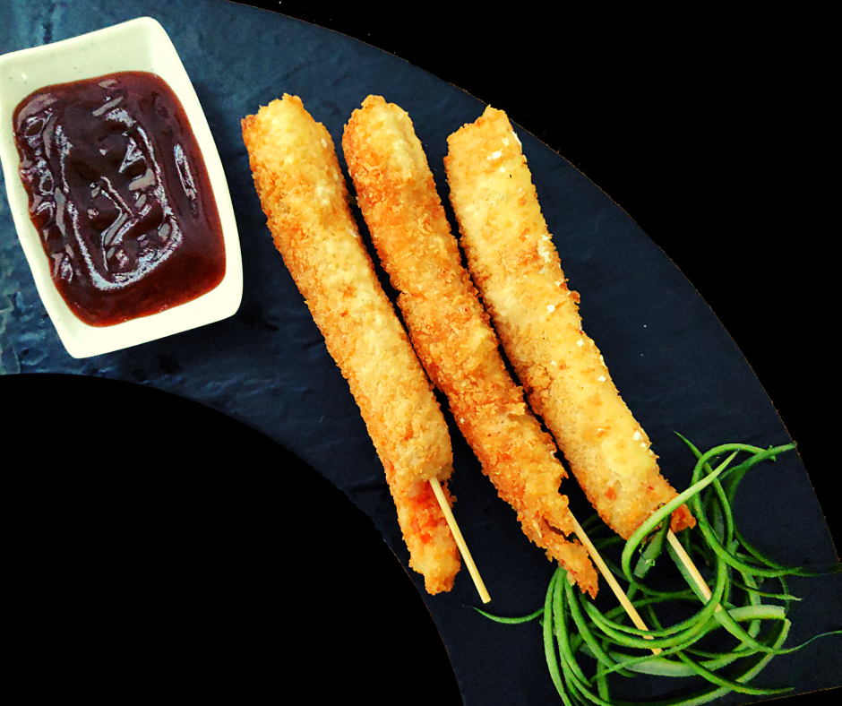 Orden de 3 Kushiages de camarón con queso