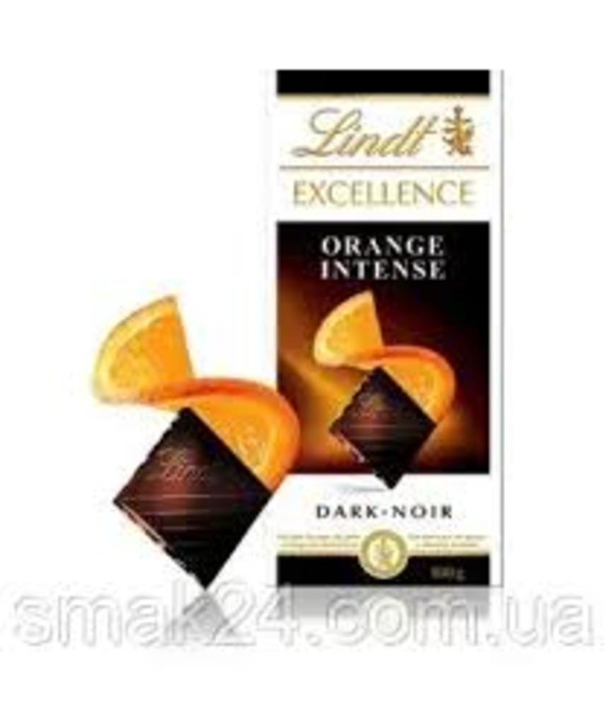 LINDT Excellence Dark Orange intense / Шоколад чорний з апельсином 100г
