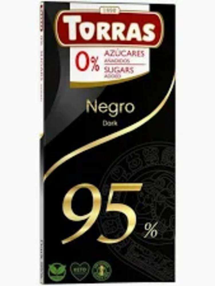 Шоколад Torras чорний 95% без цукру, 75г