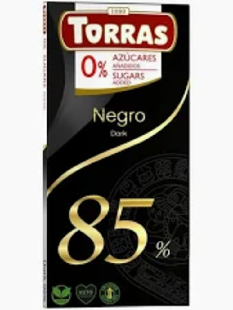 Шоколад Torras чорний 85% без цукру, 75г
