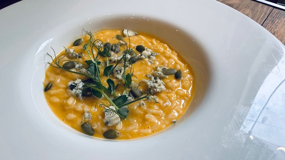 Risotto with pumpkin and dor blue 