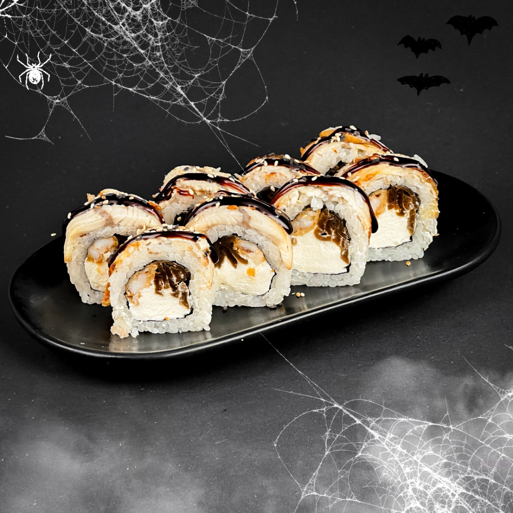 🎃 Хелловін рол з креветкою та гарбузом 👻