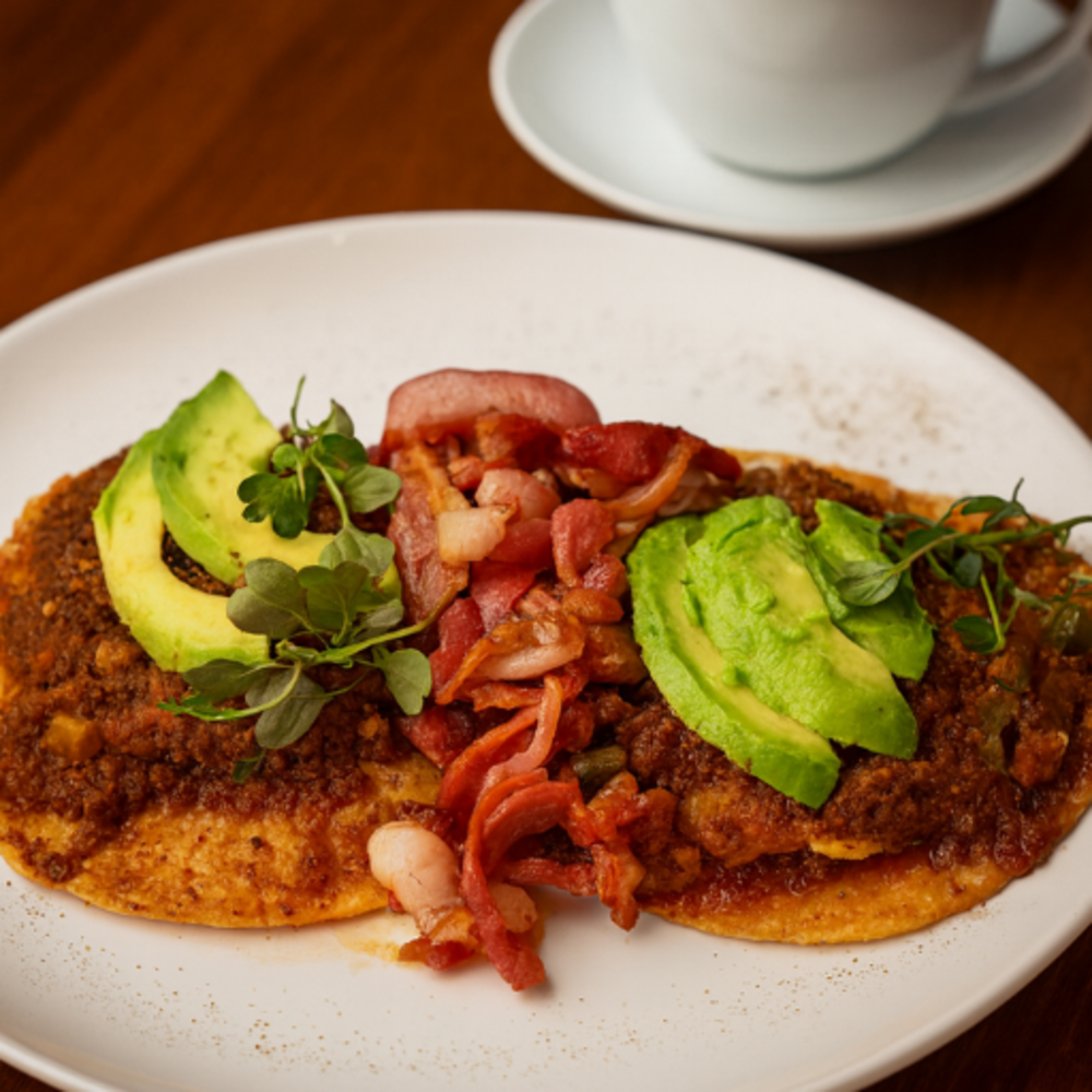 Huevos Rancheros sobre tortilla de maiz