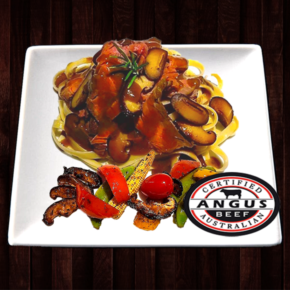 Beef Bourgignone w/ Shiitake Wine Sauce