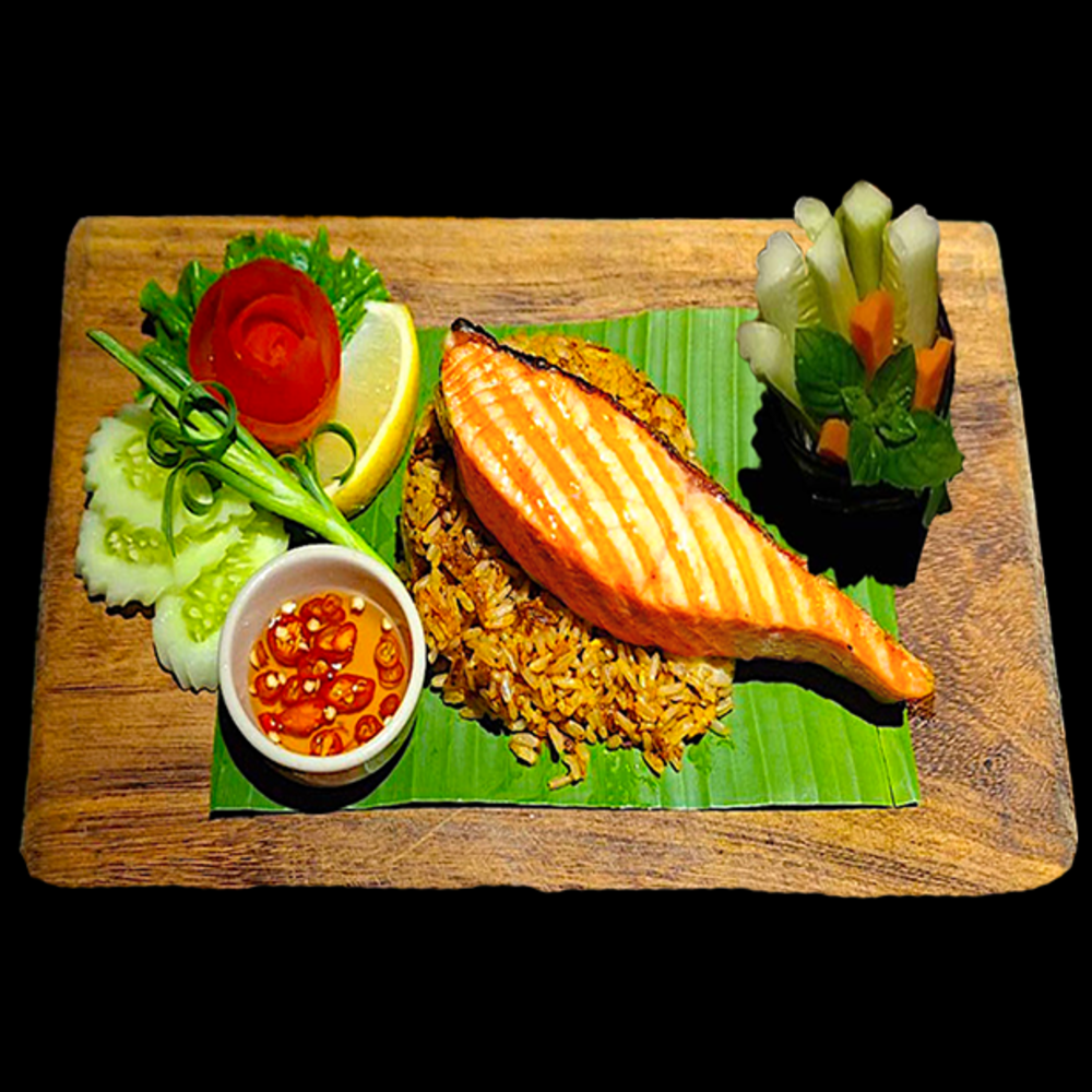 * Grilled Salmon w/ Chili infused Wild Rice