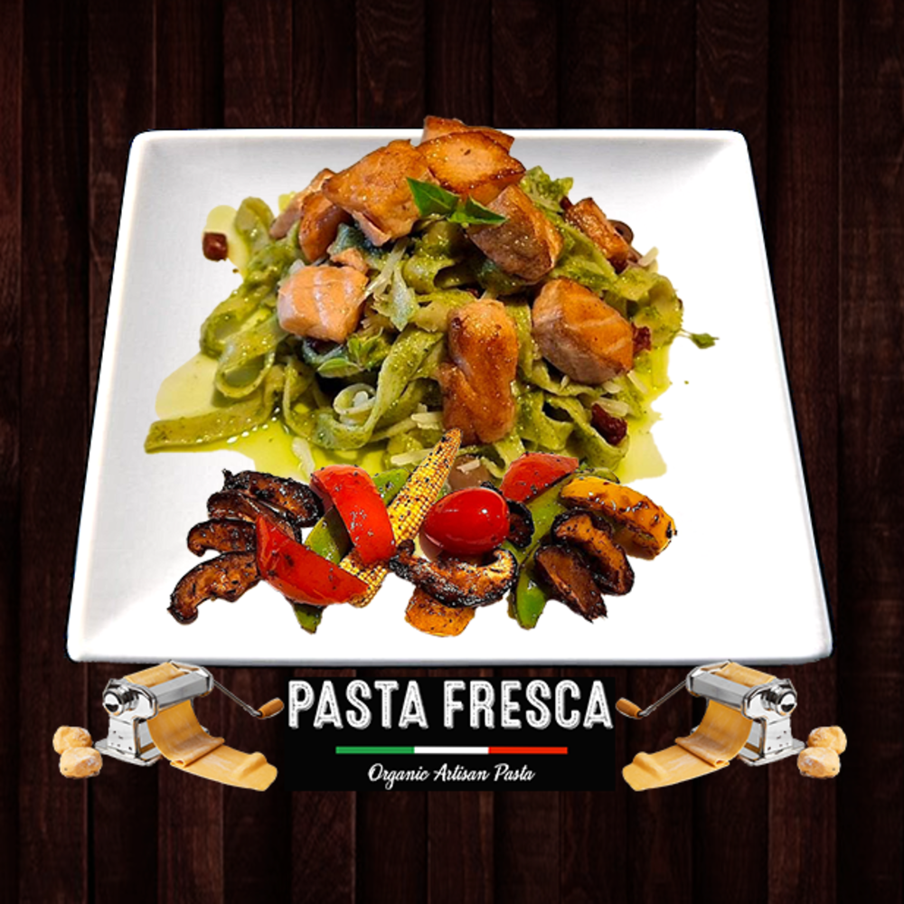 Pasta Pesto Grilled Salmon