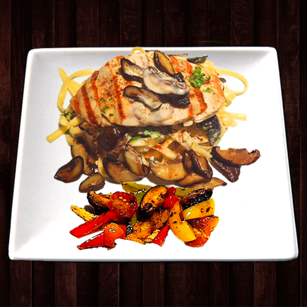 Grilled Chicken w/ Shiitake Truffle Cream Sauce