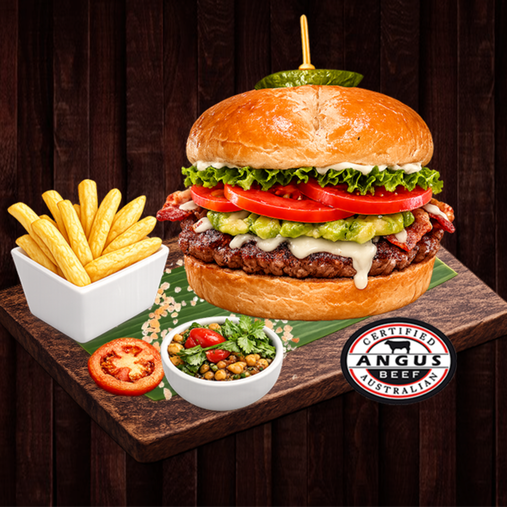 Angus Avocado Bacon Swiss Cheese Burger Set