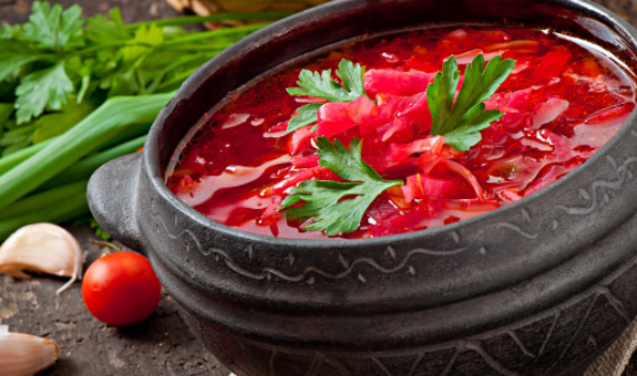 Борщ український з м'ясом курки 230/20г