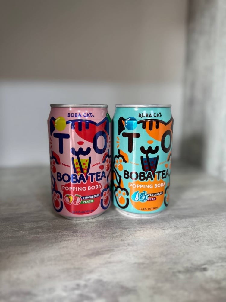 Напій газований чай бабл Боба Кет Boba Cat ж/б 320ml