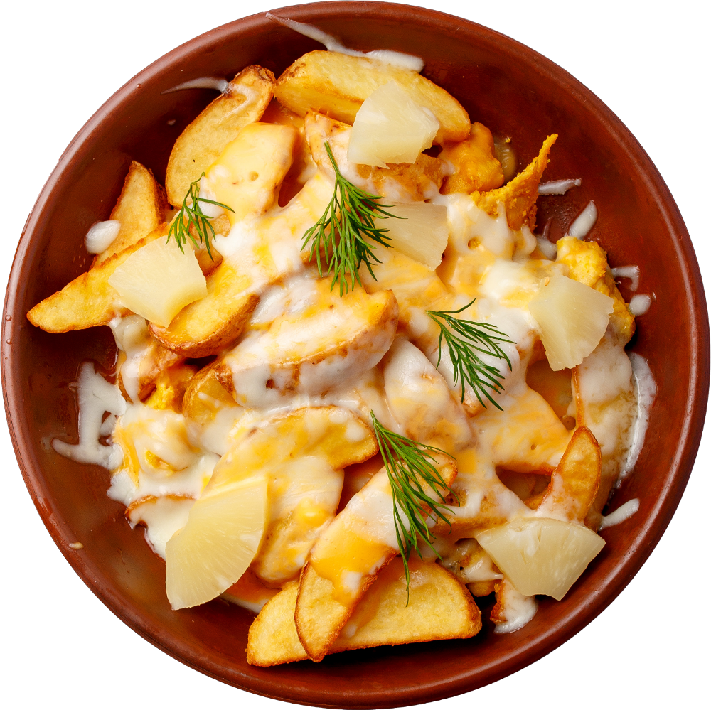Картопля з куркою та ананасом