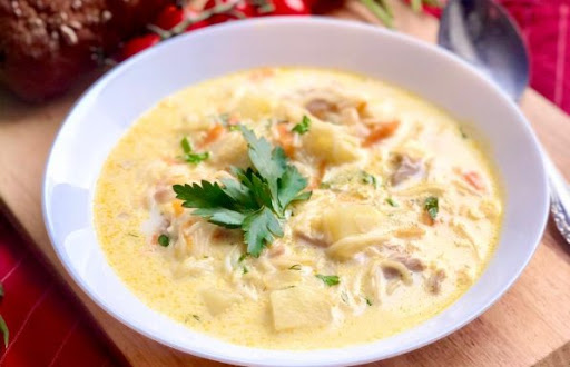 Сырный суп с грибами и курицей(D)