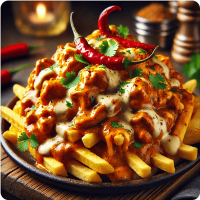 Curry Chicken Loaded Fries