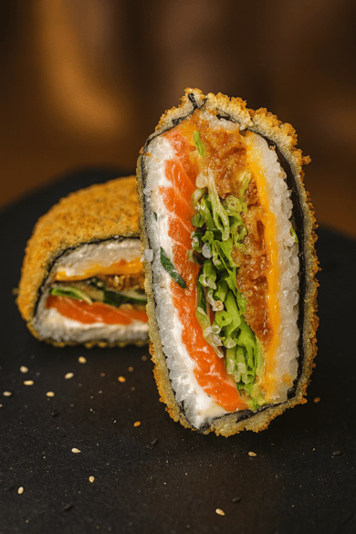 Суші бургер з Лососем та коктельною креветкою