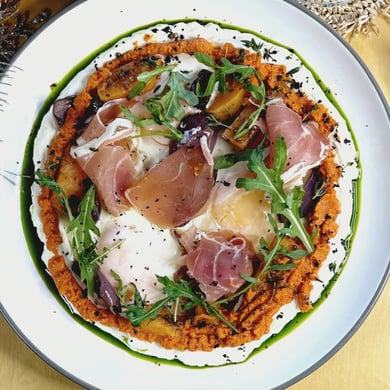 Оката з хамоном та бататом, 350 г, 60 г.