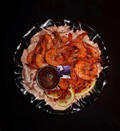 смажені білоногі креветки