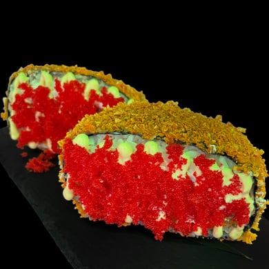 Суши бургер з лососем та креветками панко