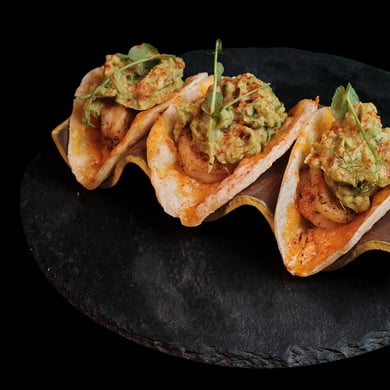 Shrimp tacos with guacamole